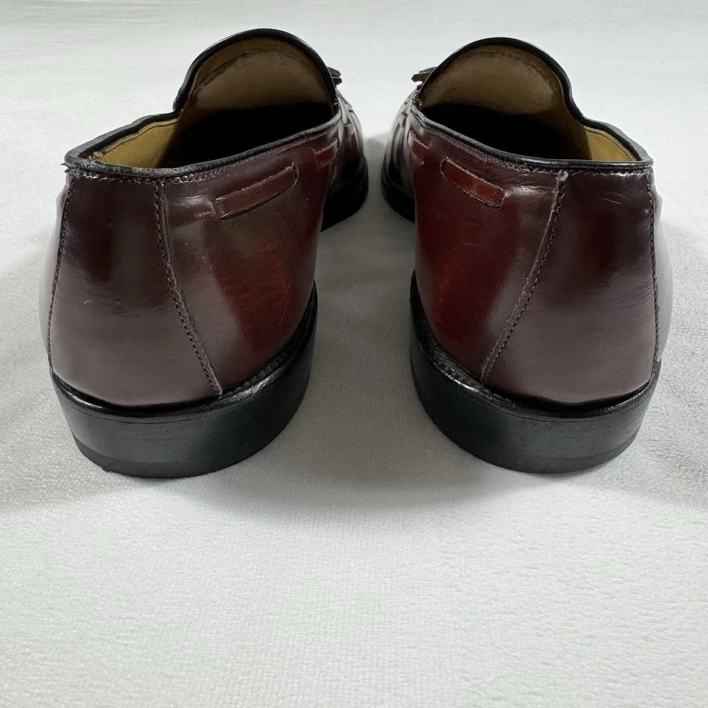 Allen Edmonds Men's Size 9 C Grayson Burgundy Leather Moc Toe Tassel Loafers USA